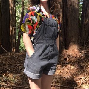 American apparel black denim short overalls